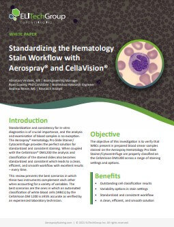 Standardizing the Hematology Stain Workflow with Aerospray&reg; and Cellavision&reg;