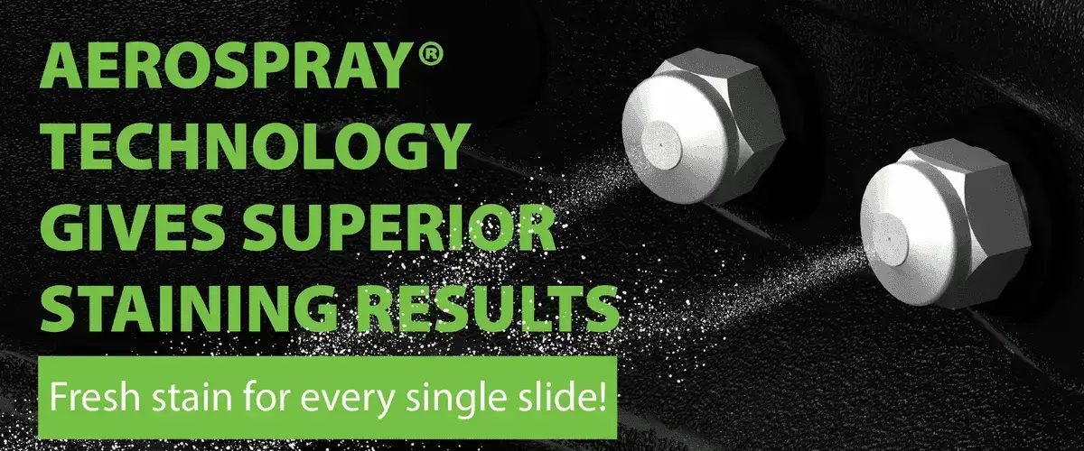 Aerospray&reg; technology gives superior staining results. Fresh stain for every single slide!